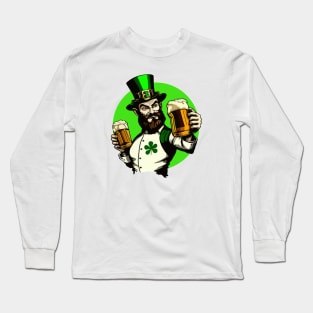 St. Patrick's Day Celebrations with a Beer Loving Bearded Guy in a Hat Long Sleeve T-Shirt